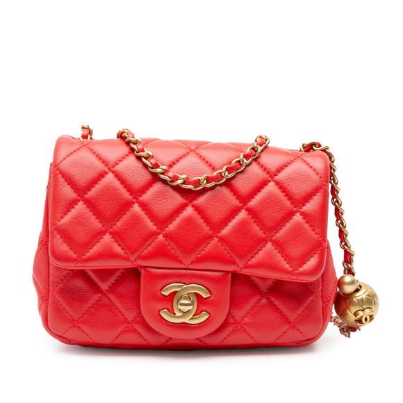 Pre-Loved Chanel Mini Square Classic Lambskin Pearl Crush Single Flap - Picture 1 of 10